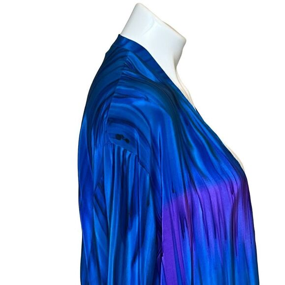 L Leeanne original vintage blue and purple hand painted silk jacket size S - Picture 6 of 15